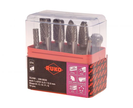 Набор борфрез твердосплавных HM 10 шт Ruko 116002 – изображение 5