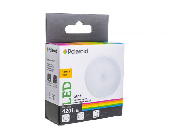 Светодиодная лампа Polaroid 220V GX 6W 3000K GX53 420lm PL-GX5363 – изображение 6