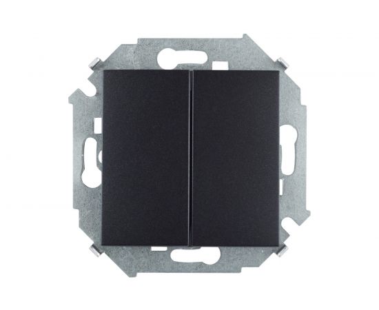 Двухклавишный выключатель Simon 16А 250В, винтовой зажим, графит 1591398-038 
