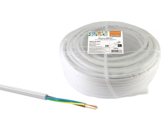 Провод TDM ПВСмб 3х1,5 100м, белый Народный SQ0118-0907 