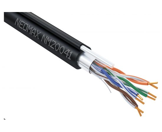 Кабель Neomax FTP cat.5e, 4 пары, 305м 0.52 мм внешний с тросом Медь PE jacket NM20041 