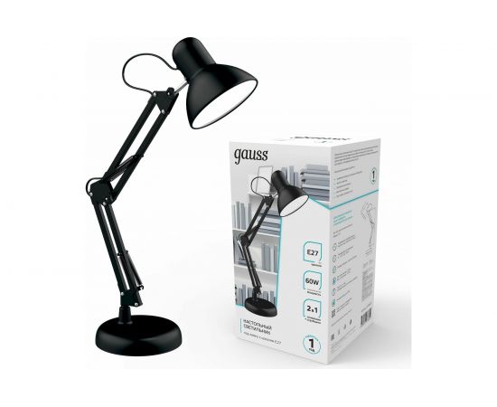 Настольный светильник Gauss модель GTL002 60W 220-240V E27 черный струбцина и основание 1/12 GT0022 