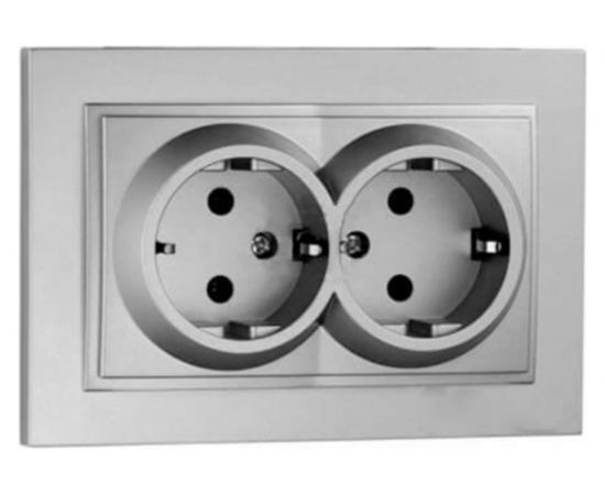 Двойная розетка MONO ELECTRIC с заземлением DESPINA серебро 102-212104-120 