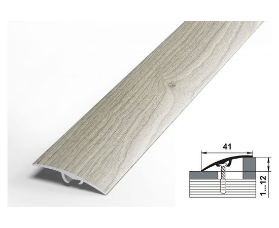 Порог разноуровневый алюминиевый ЛУКА (41 мм, 0,9 м, декоративный, Сосна серебристая) УТ000025920 – изображение 2