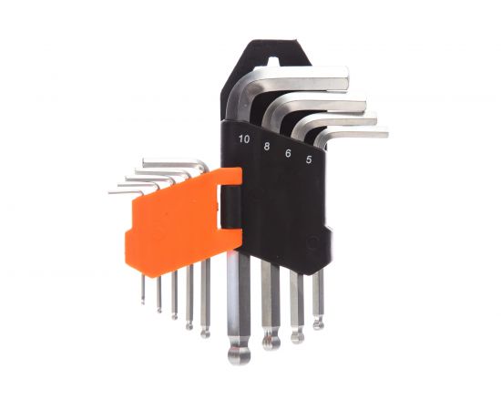 Набор имбусовых ключей HARDEN HEX, 1.5–10 мм, CRV, 9 шт, c шаром 540603 – изображение 3