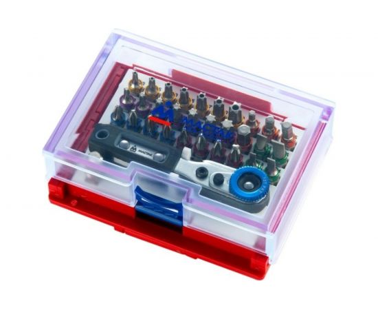 Набор вставок бит 1/4, TORX, HEX, PZ, PH, SLOT, 33 предмета МАСТАК 058-10033C – изображение 5