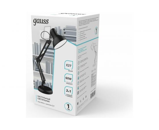 Настольный светильник Gauss модель GTL002 60W 220-240V E27 черный струбцина и основание 1/12 GT0022 – изображение 5