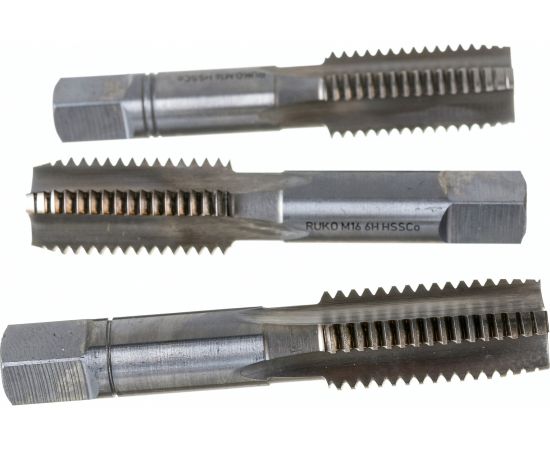 Набор метчиков Ruko из 3-х шт. М 16 Шаг 2.0 мм HSSE-Co5 230160E 