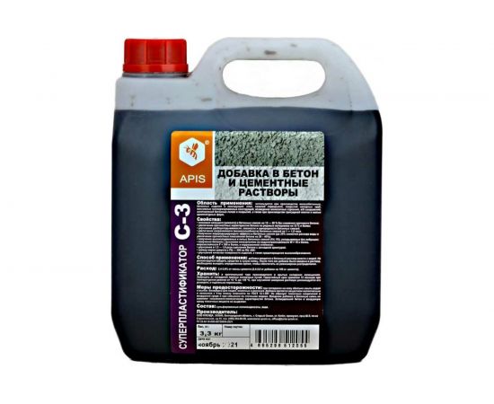 Добавка в бетонные и цементные растворы APIS СУПЕРПЛАСТИФИКАТОР С-3 (канистра; 3,3 кг) 4665296517180 