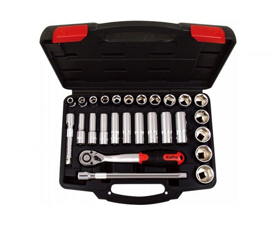 Набор головок дюймовых и аксессуаров AmPro 1/2, 27 предметов T45530 