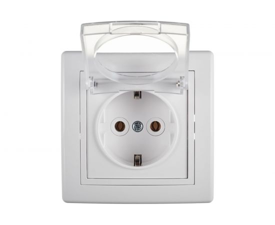 Розетка Aling-conel PRESTIGE 16A 250В с крышкой и поликарбонатовой вставкой, белая 633.00 113029 