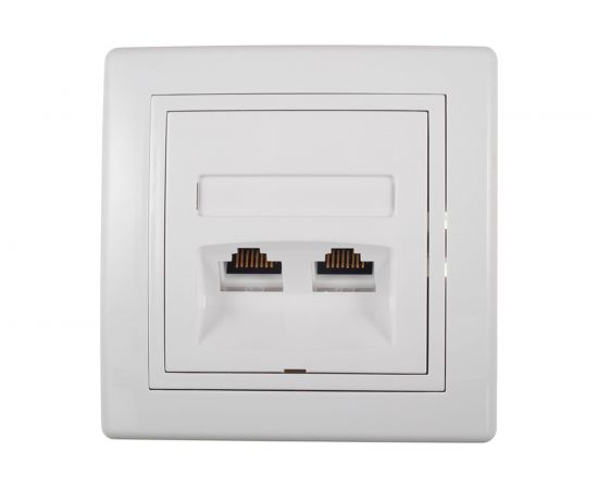 Коммуникационная двойная розетка Aling-conel PRESTIGE RJ45 Cat6 UTP, белая 615.00 113032 