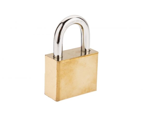Висячий чугунный латунированный замок 40 мм, 3 ключа Top Tools 90U186 