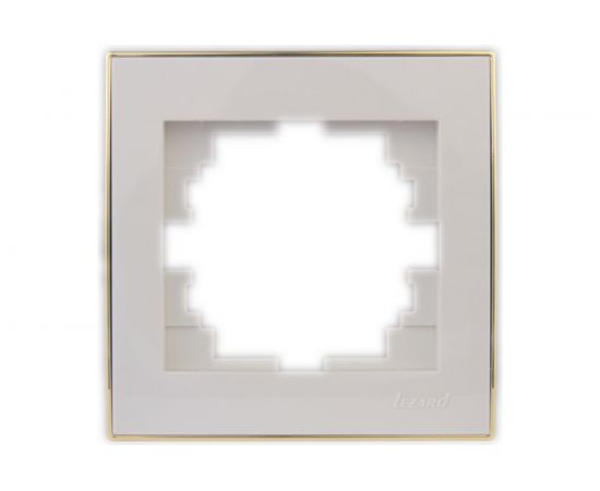 Горизонтальная рамка LEZARD RAIN б/ вст белая с бок. вст. золото 703-0226-146 