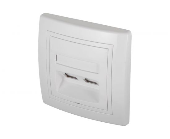 Коммуникационная двойная розетка Aling-conel PRESTIGE RJ45 Cat6 UTP, белая 615.00 113032 – изображение 2