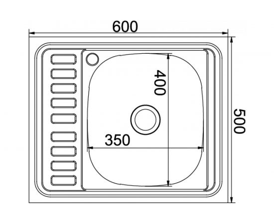 Мойка mixline 50х60х18 см, 0.8, правый выпуск 3 1/2, с сифоном 538195 – изображение 2