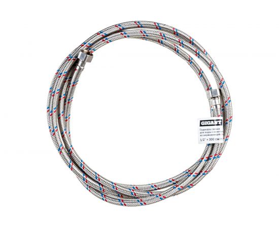 Гибкая подводка для воды Gigant с оплеткой из нержавеющей стали, 1/2""х300 см, г/г P-300-GG – изображение 2