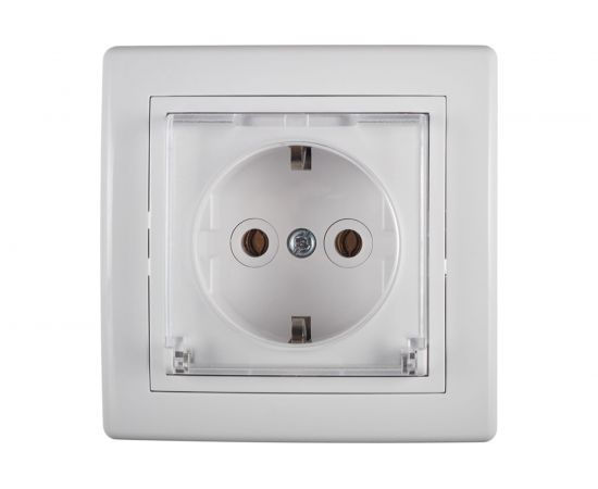 Розетка Aling-conel PRESTIGE 16A 250В с крышкой и поликарбонатовой вставкой, белая 633.00 113029 – изображение 2