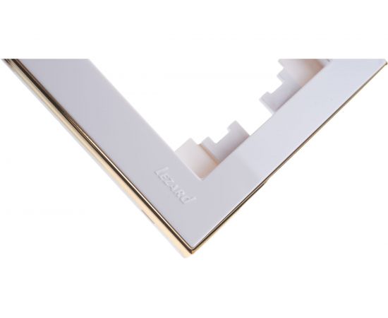 Горизонтальная рамка LEZARD RAIN б/ вст белая с бок. вст. золото 703-0226-146 – изображение 3