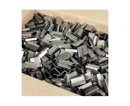 Скрепа Кордленд оцинкованная, 15x27x0,5 мм, для ПП ленты 15 мм, 1000 шт. PP-16zn KREP-00190 – изображение 3