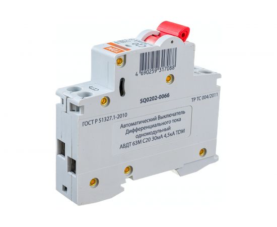 Автоматический выключатель дифференциального тока TDM 63М 2P1P+N C20 30мА 4,5кА тип АС SQ0202-0066 – изображение 3