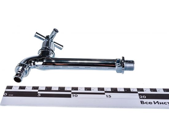 Пластиковый водоразборный кран Terma хром крест 66470 – изображение 4