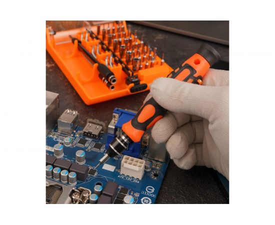 Отвертка с битами для точных работ KRANZ СR-V, 54 предмета, рожковые биты KR-12-4771 – изображение 5