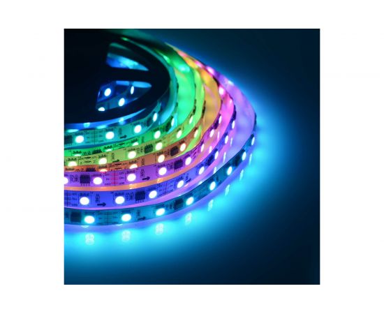 Комплект цифровой светодиодной ленты Apeyron 12В, 14,4Вт/м, smd5050, 60д/м, IP20, подложка 10мм/белая, 5м, rgb 82ЦЛ 