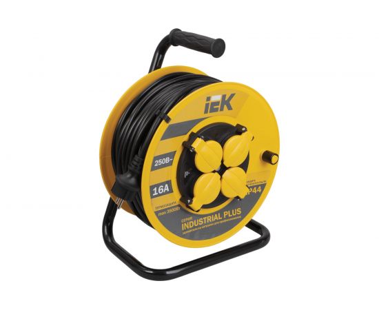 Удлинитель на катушке с термозащитой 4х40м УК40 3х1.5 IP44 IEK Industrial plus WKP15-16-04-40-44 280614 