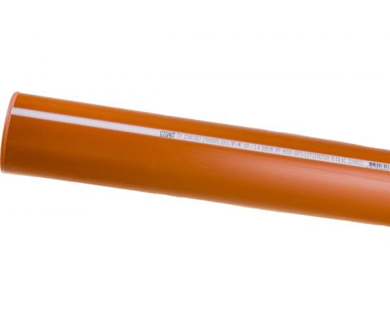 Труба для наружной канализации Gigant Д110, L=2 м, рыжая, толщина стенки 3.4 мм, класс жесткости SN 4 GSG-28 