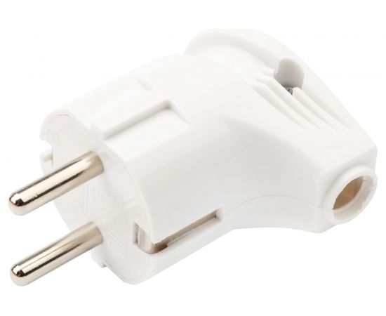 Угловая вилка REXANT Евро с заземлением 16А белая 16-0728 