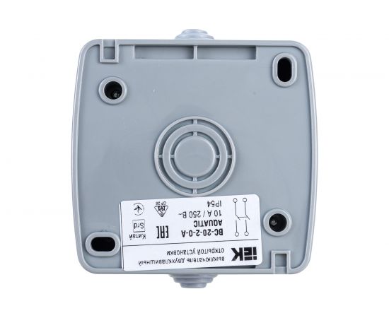 Двухклавишный выключатель IEK ВС-20-2-0-A, открытой установки, 10А, IP54, AQUATIC EVA20-K03-10-54 – изображение 2