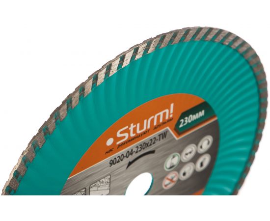Диск алмазный Turbo wave по железобетону (230х22.2/20 мм) Sturm 9020-04-230x22-TW – изображение 2