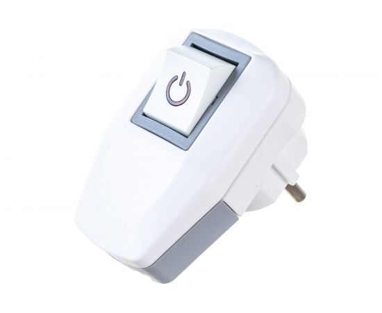 Угловая вилка AY-KA с выключателем 16А 250В с заземлением, белый-серый 7715300 – изображение 2