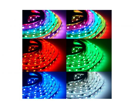Комплект цифровой светодиодной ленты Apeyron 12В, 14,4Вт/м, smd5050, 60д/м, IP20, подложка 10мм/белая, 5м, rgb 82ЦЛ – изображение 3