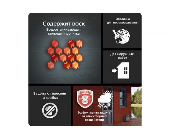 Пропитка декоративная кроющая PINOTEX ORIGINAL с добавлением воска, база под колеровку BW 0,9л 5279187 – изображение 3
