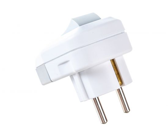 Угловая вилка AY-KA с выключателем 16А 250В с заземлением, белый-серый 7715300 – изображение 3