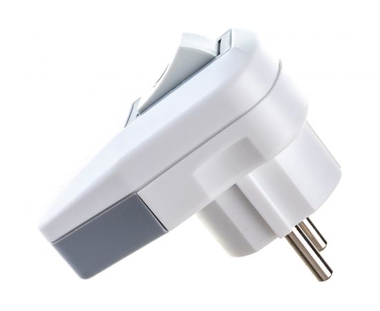 Угловая вилка AY-KA с выключателем 16А 250В с заземлением, белый-серый 7715300 – изображение 5