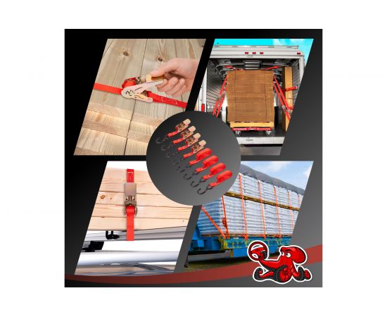 Стяжка для крепления груза DSV 25мм х 4,6м, 0,68 т, 4 шт R88504 – изображение 6