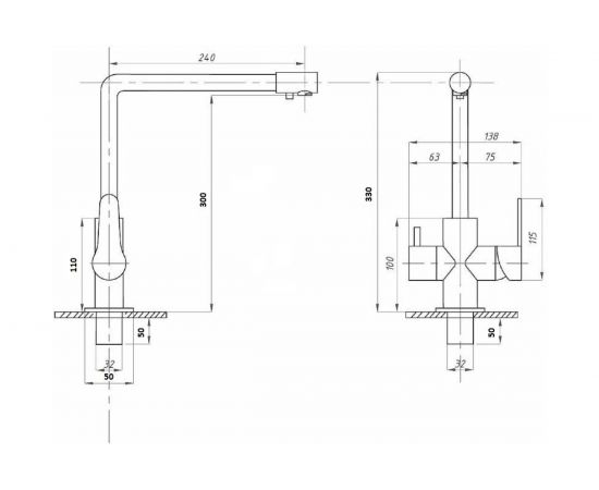 Смеситель для кухни Профсан ПСМ нержавеющая сталь AISI-304, с подключением фильтра, тип См-МОЦБА PSM-300-22 – изображение 8