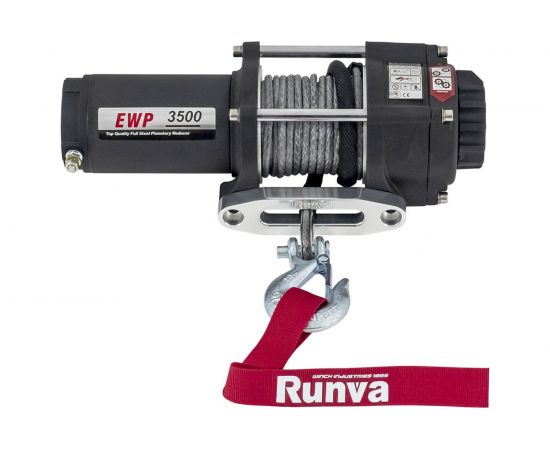 Электрическая лебёдка RUNVA 12V 3500A lbs 1588 кг синтетический трос EWP3500ASR 