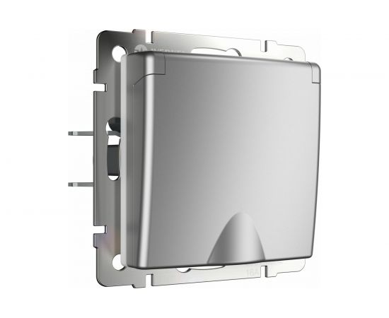 Розетка WERKEL W1171206 влагозащищенная, с заземлением, с защитной крышкой и шторками, серебряный a051504 
