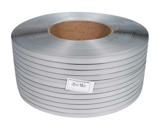 Лента Кордленд ПП, 15х0,8 мм х 2 км, 210 кгс, серый, М/ПА PP-00658 