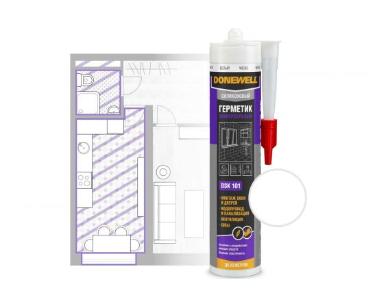 Силиконовый универс��льный герметик DONEWELL белый 260 мл DSK101 – изображение 2