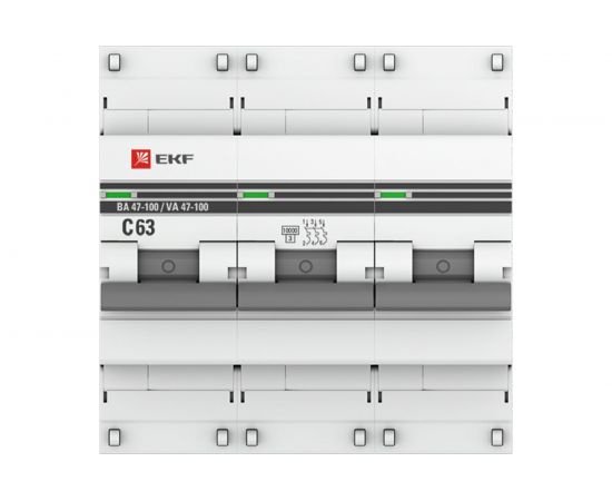Автоматический трехполюсный выключатель EKF 63А С ВА47-100 10кА PROxima 375599 – изображение 2