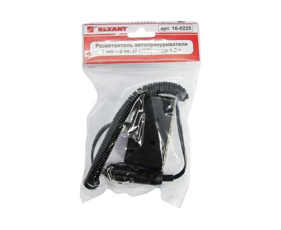 Разветвитель автоприкуривателя 2гн 2хUSB 5V 1 000mA шнур спираль 1.5М REXANT 16-0225 – изображение 2