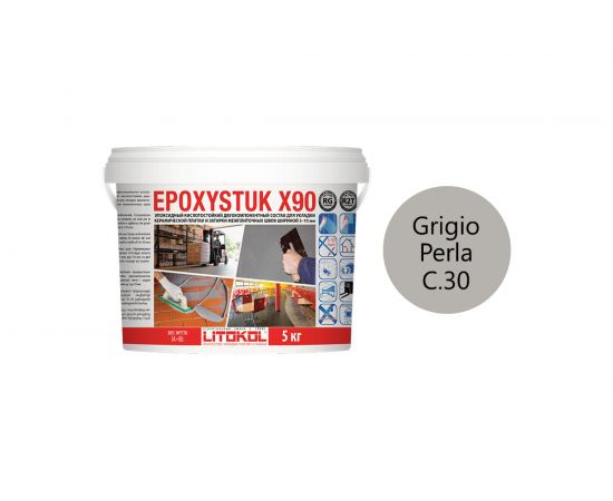 Эпоксидная затирочная смесь LITOKOL EPOXYSTUK X90 C.30 GRIGIO PERLA 5 кг 479380002 – изображение 2