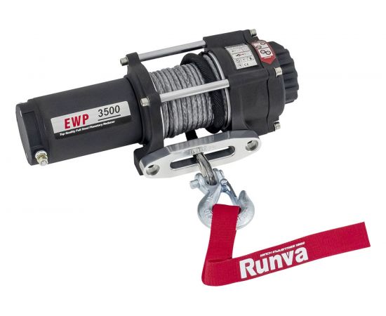 Электрическая лебёдка RUNVA 12V 3500A lbs 1588 кг синтетический трос EWP3500ASR – изображение 3