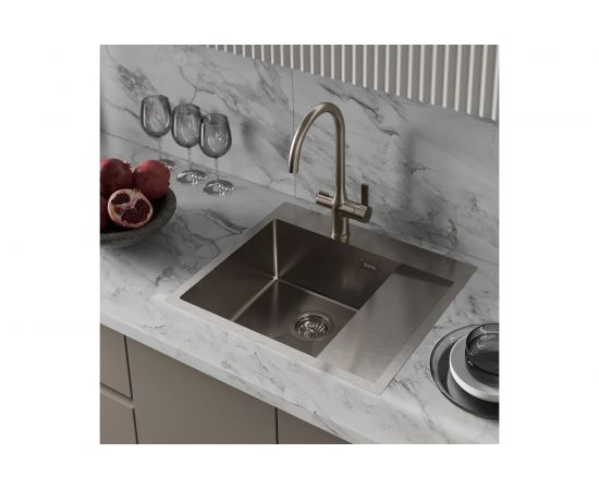 Мойка из нержавеющей стали IDDIS Haze сатин, чаша слева, 590х510 HAZ59SLi77 – изображение 3