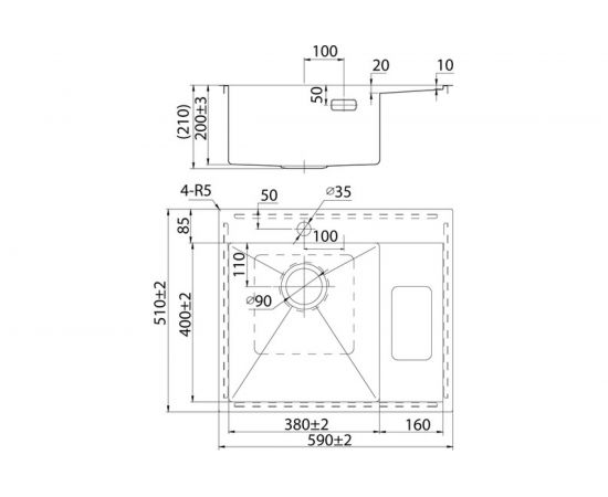 Мойка из нержавеющей стали IDDIS Haze сатин, чаша слева, 590х510 HAZ59SLi77 – изображение 4